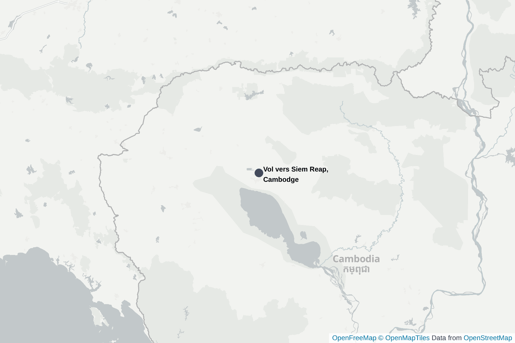 Carte de Vol vers Siem Reap, Cambodge